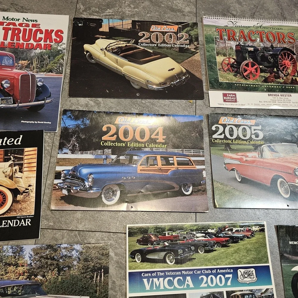 Lot‎ Of 13 Vintage Classic Car Truck Tractor Calendars Variety 2001-2008 USA